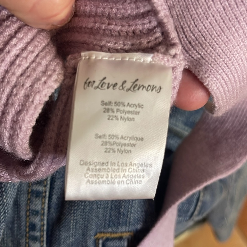 For Love and Lemons Joan Knit cropped Lavender Wrap Top M - Picture 5 of 6